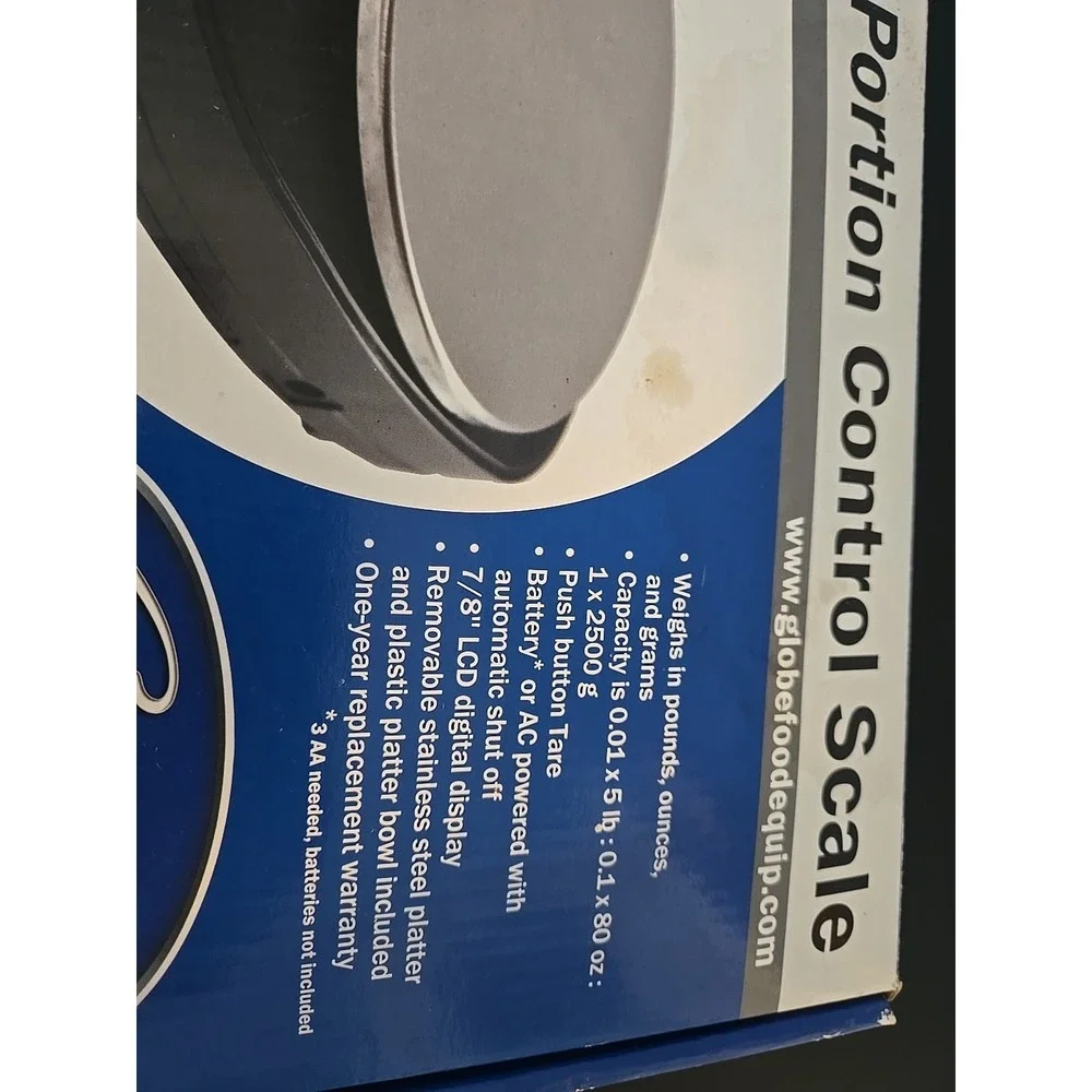 Globe GPS5 5lb Digital Portion Control‎ Scale With Plastic Platter Bowl